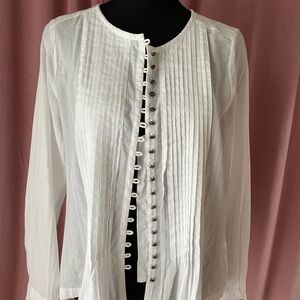 Maeve Gelise Pintuck Pleated Button Front Blouse